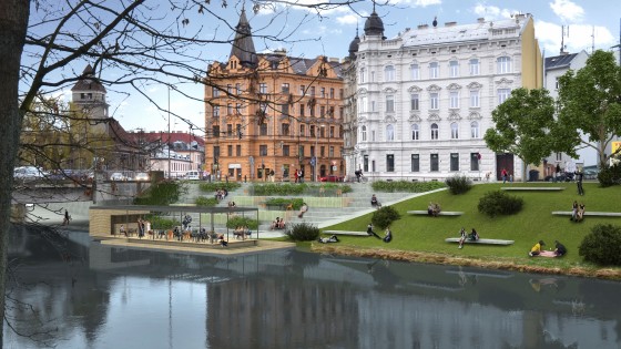náplavka řeky Moravy v Olomouci